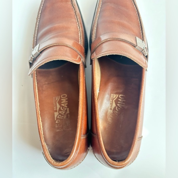Salvatore Ferragamo Chestnut Brown Italian Leather Loafers Size 10.5 D - Picture 6 of 15